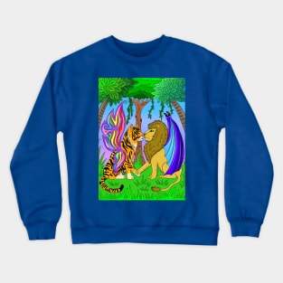 Lion and Tiger with wings Crewneck Sweatshirt